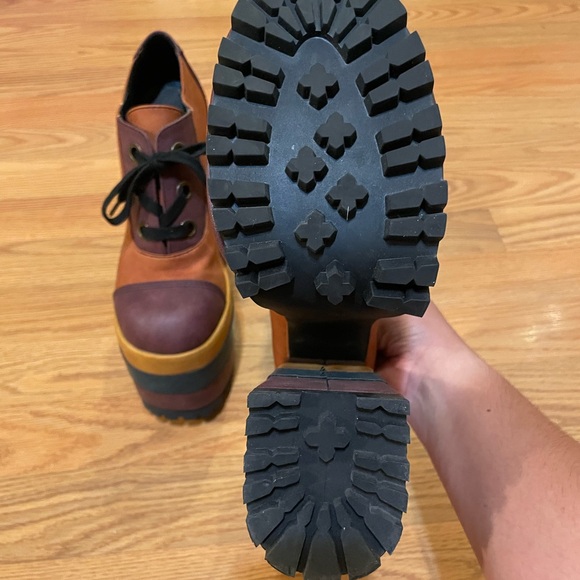 Dolls Kill Current Mood Chunky Platform Lace-Up Shoes Retro 70's Colors - Picture 3 of 13